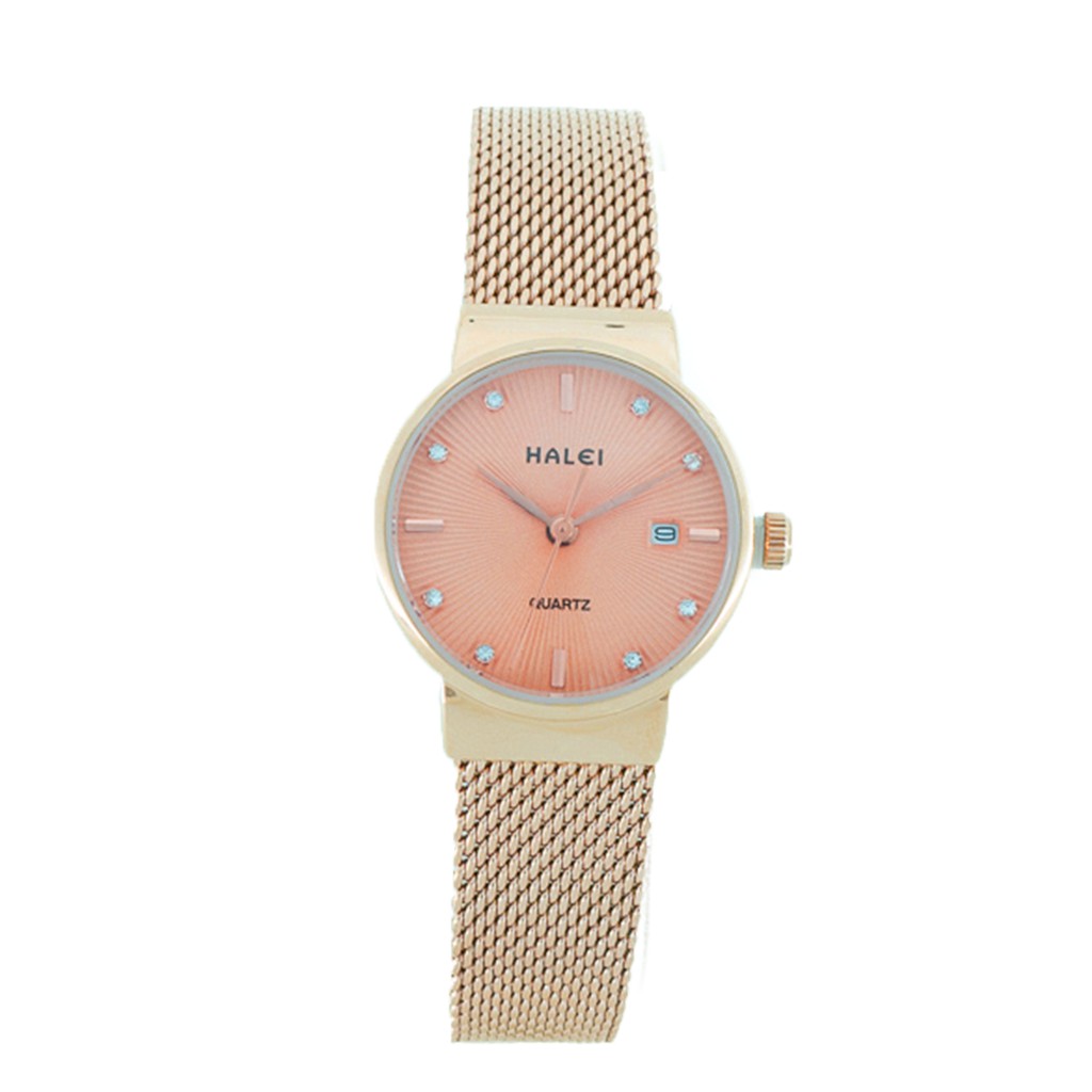 Haleiwatch Original Jam Tangan HALEI Wanita Cantik Elegant Garansi 1 Tahun Rantai Pasir 8024 Full Rosegold-7