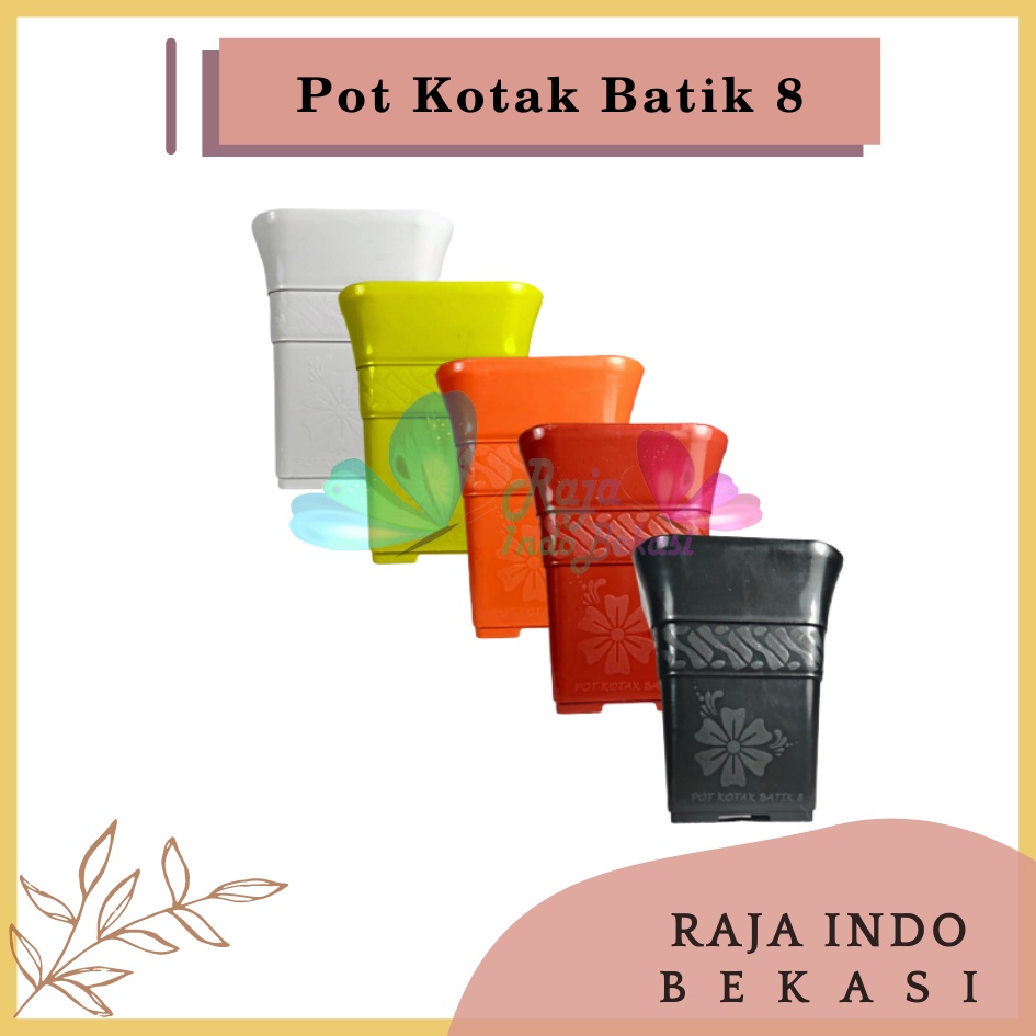 Pot Kotak BATIK 8 cm Putih Hitam Merah Orange Pot Kotak Tinggi Besar Kecil 8 Cm Nkt Putih Hitam