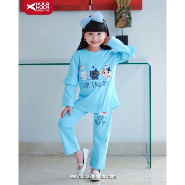 Setelan Anak Perempuan Set Cutie Cat By Kulakula