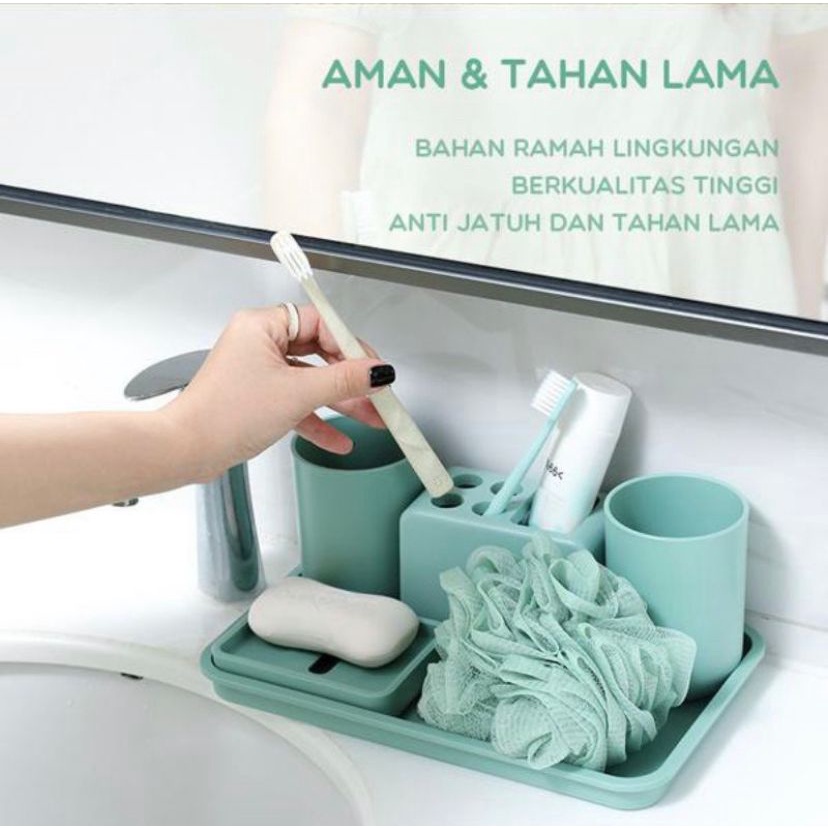 SAMONO SET ORGANIZER ALAT KAMAR MANDI 6 IN 1 SIMPEL DAN LENGKAP FBL