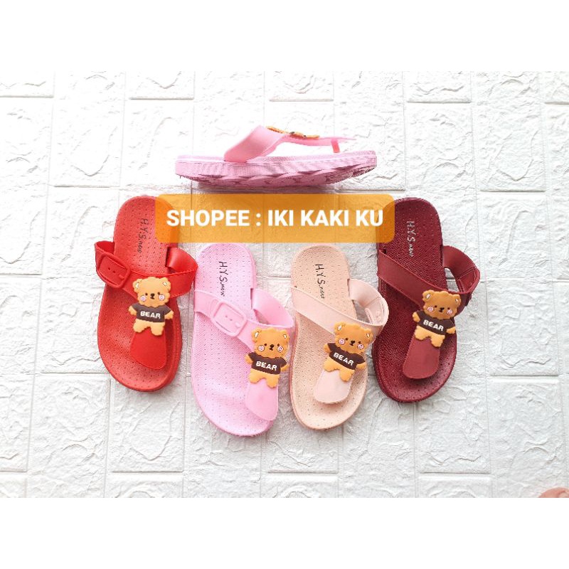 SANDAL JEPIT KARET ANAK PEREMPUAN GAMBAR BERUANG  HYS ALINA 008-B