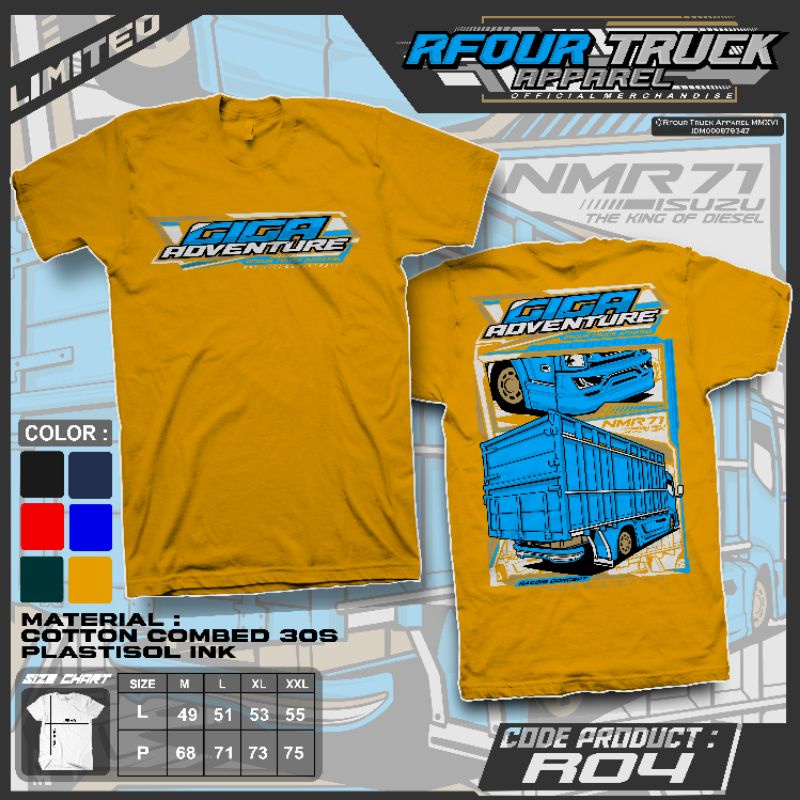 Kaos Truck Terbaru Limited Edition Kaos Truk Oleng Dewasa Giga Adventure-Isuzu Giga-Racing Concept/ 