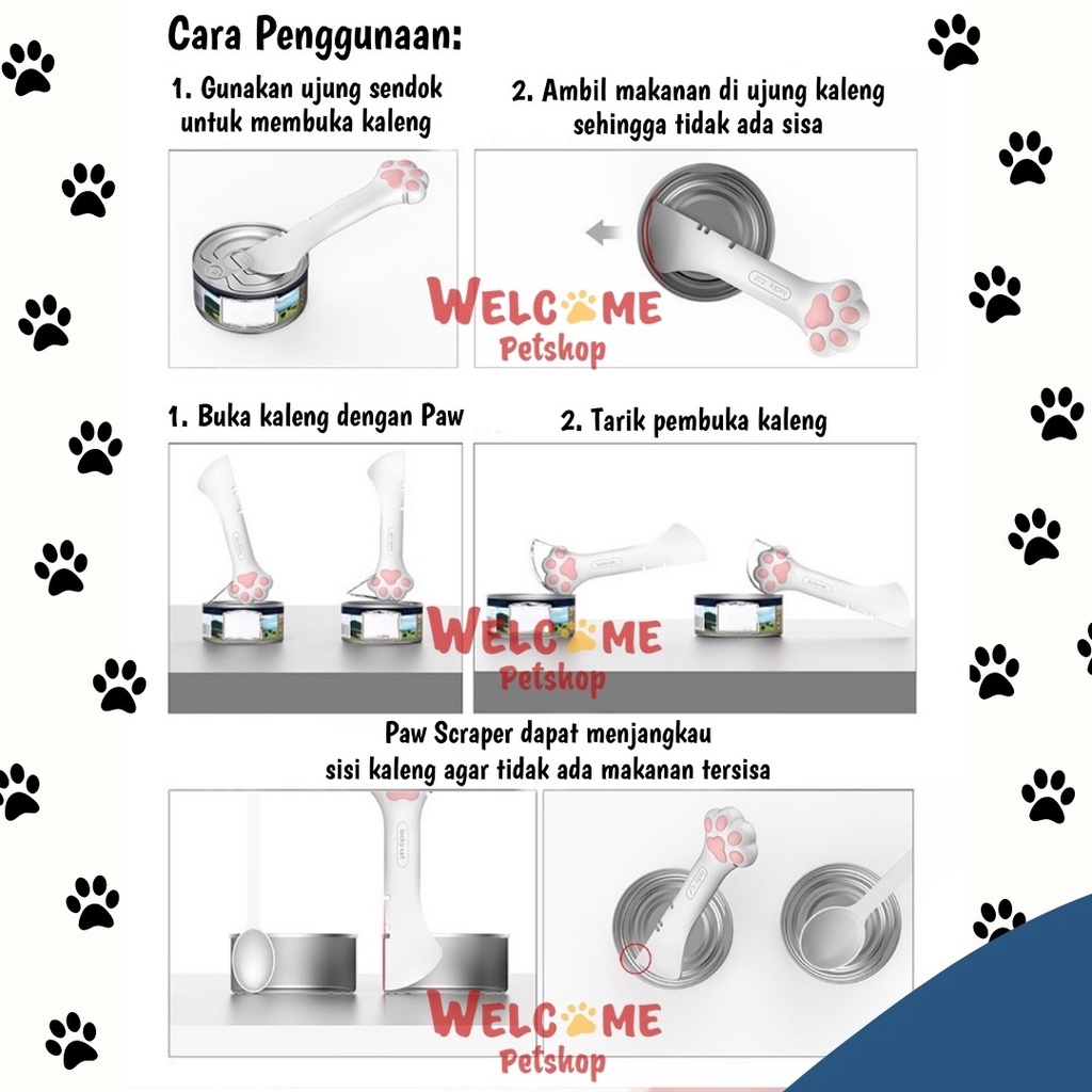 Paw Food Scraper / Sendok Makanan Kucing Anjing / Pembuka Kaleng