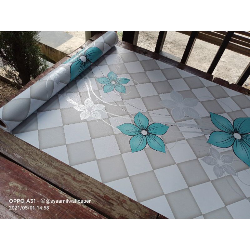 Wallpaper Murah - Wallpaper Dinding Stiker Dinding - Wallpaper Dinding Minimalis - Bunga Sakura Biru