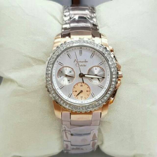 JAM TANGAN WANITA ALEXANDRE CHRISTIE 6455 LIGHT PURPLE ROSEGOLD ORIGINAL