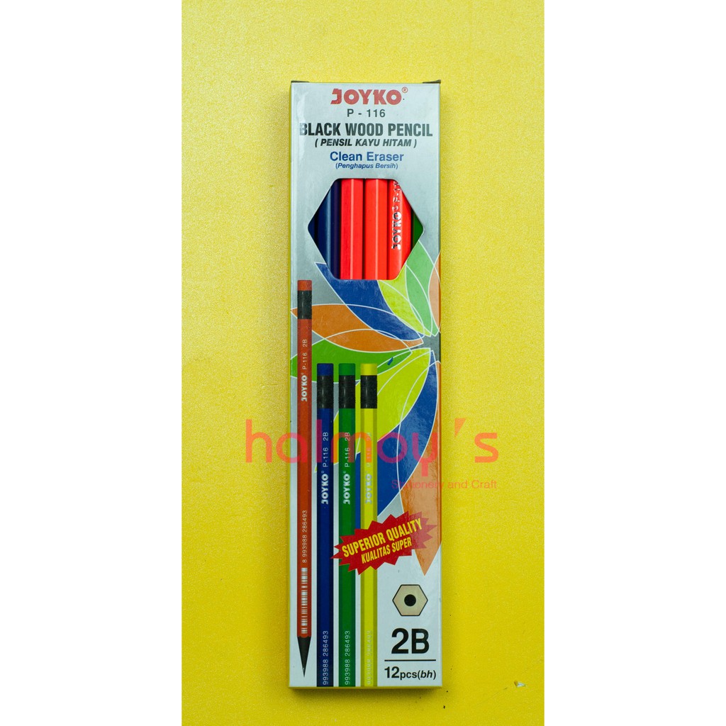 

PENSIL KAYU 2B JOYKO P - 116 BLACKWOOD + PENGHAPUS ( 1 BOX = 12 PCS )