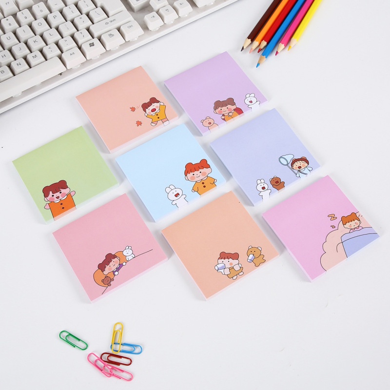 Sticky Note / Memo Pad Bentuk Hewan Lucu Warna Polos Untuk Sekolah