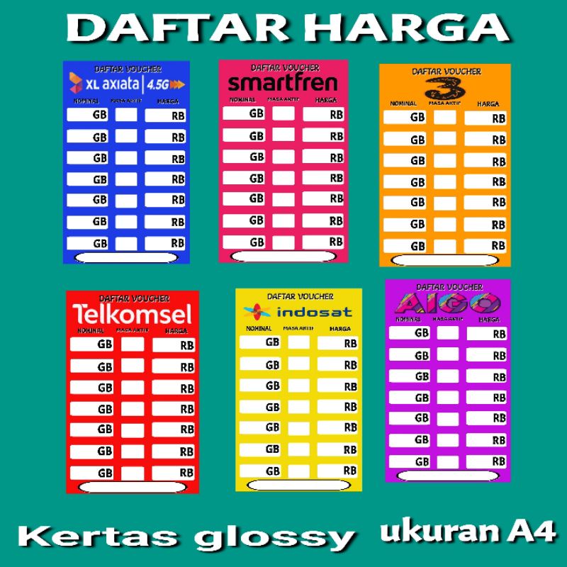 

DAFTAR TULISAN HARGA PRUDUK PAKET DATA KONTER A2