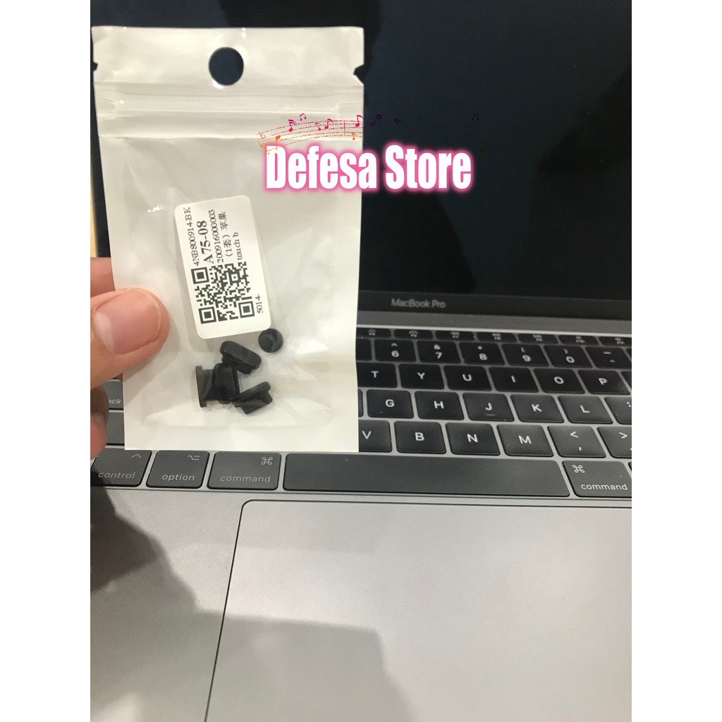 Penutup lubang port MacBook Air Pro dust Protector Proof Plug Mac hitam