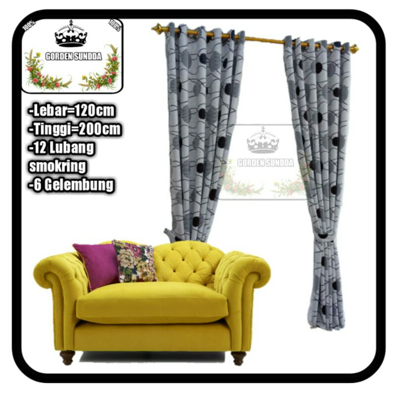 Gorden Minimalis/Gorden Blackout Import Motif Bulat Warna Abu Abu