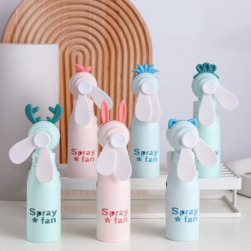MN - Kipas mini nano spray karakter terbaru Portable kipas karakter elektronik usb genggam