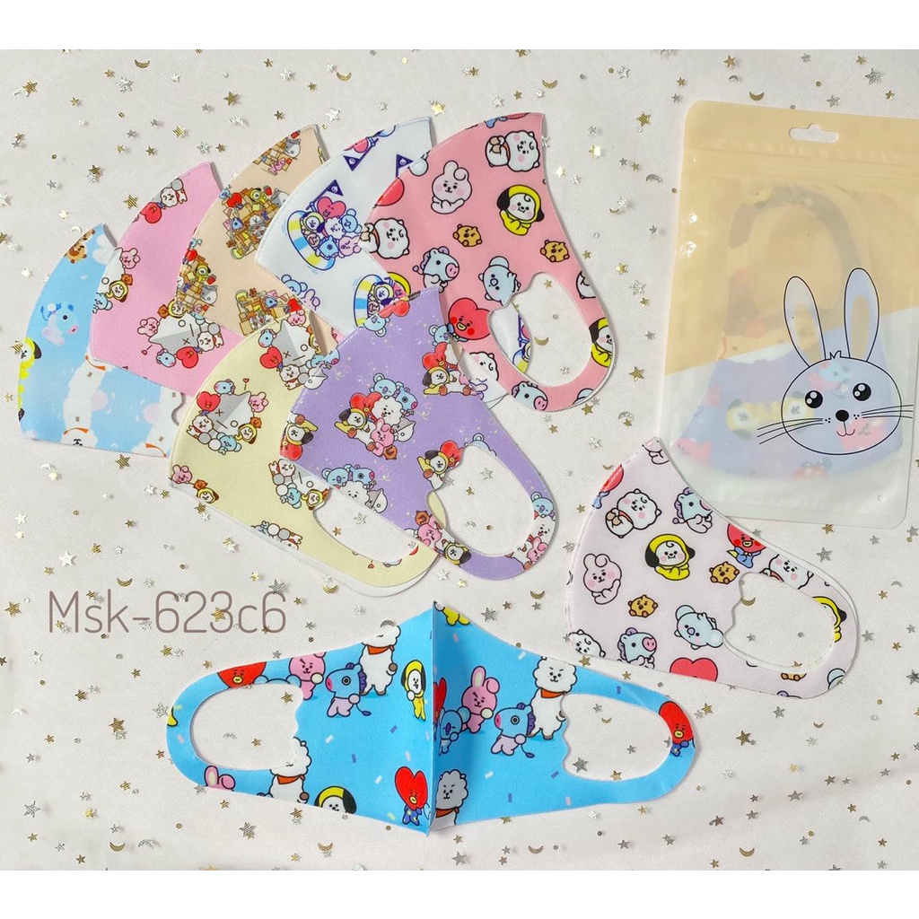 Masker Mulut Motif BTS BT21 Masker Kain BT21 KPOP Gaya Artis Korea Fashion Mask COD