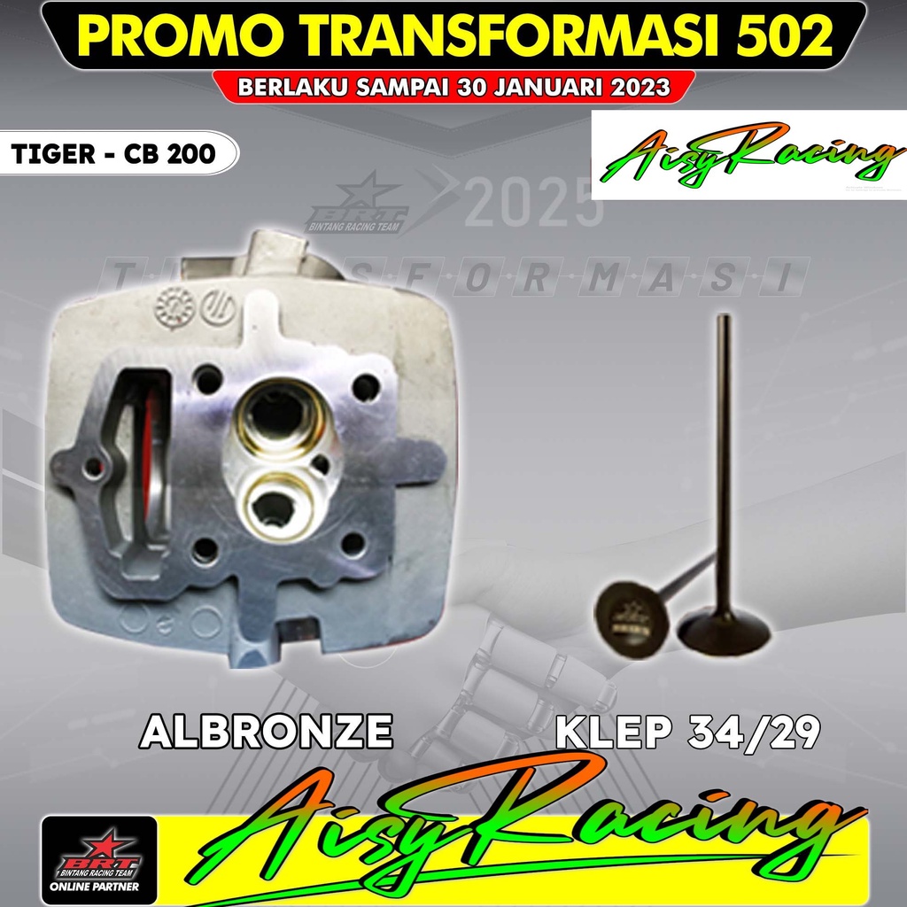 Promo 502 BRT blok head TIGER - CB 200 ALBRONZE KLEP 34/29 36/31