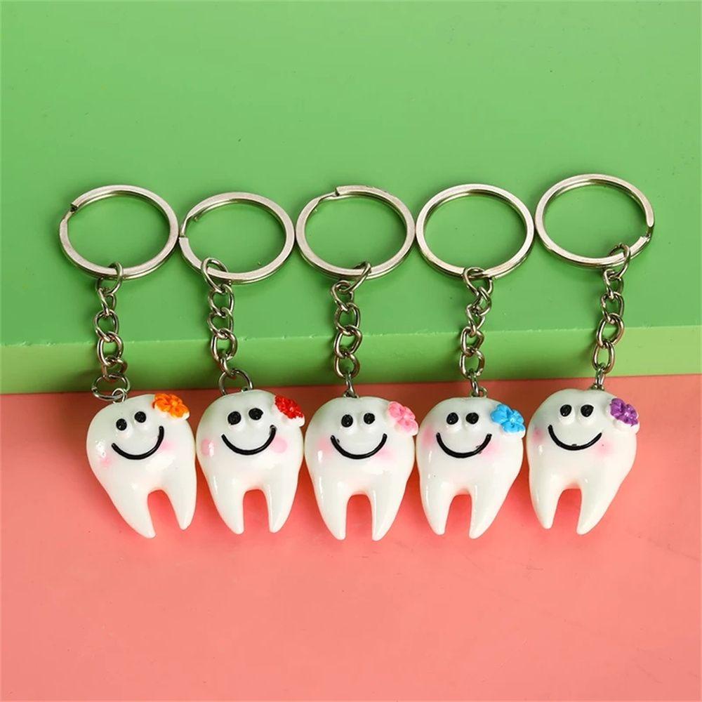 QUINTON Dental Key chain 5Pcs Aksesoris Gigi Dental Dekorasi Simulasi Resin Gigi Yang Indah Kunci Rings