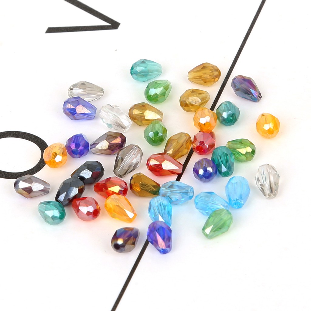 4 x 6 mm 70 pcs Teardrop Crystal Water drop Beads Loose Spacer Beads For DIY Jewelry Crafts Sewing Clothing Accessories