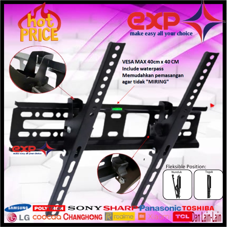 Garansi cocok!!! Bracket TV universal 42&quot; s/d 55&quot; Waterpas adjustable position-5