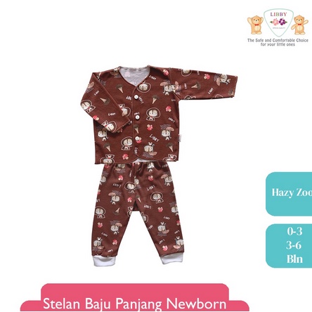 Libby Setelan Baju Panjang New Born Kancing Dada 3-6M VLP