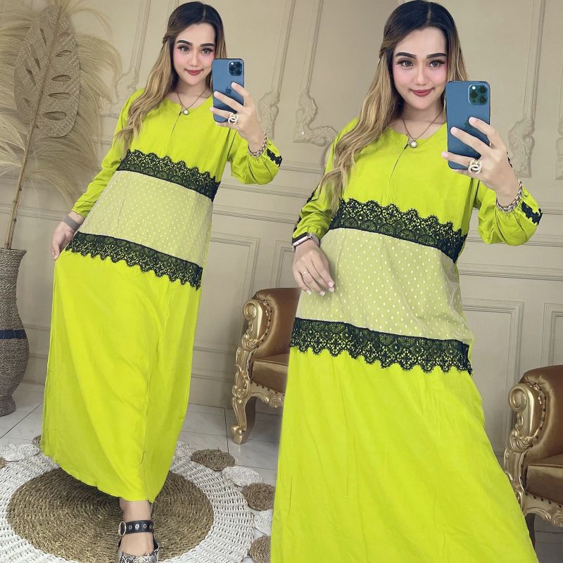 DASTER ARAB LENGAN PANJANG | LONGDRESS ARAB RENDA | DASTER ARAB MOTIF | DASTER BUSUI RESLETING DEPAN
