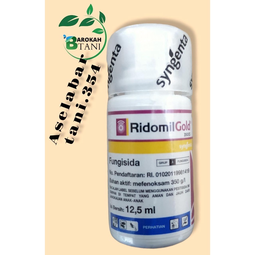 Fungisida Ridomil Gold 350ES Isi 12,5ml Bahan aktif : Mefenoksam 350g/l