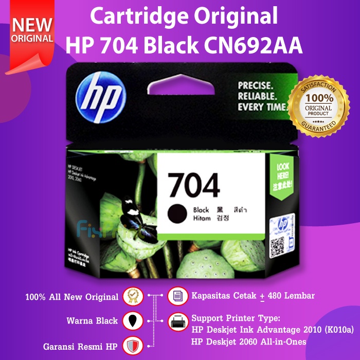 Cartridge HP 704 Black Ink CN692AA Tinta Printer 2010 K010 2060 K110