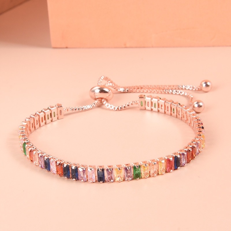 Gelang Rantai Kristal Inlay Warna-Warni Gaya Bohemian Untuk Wanita