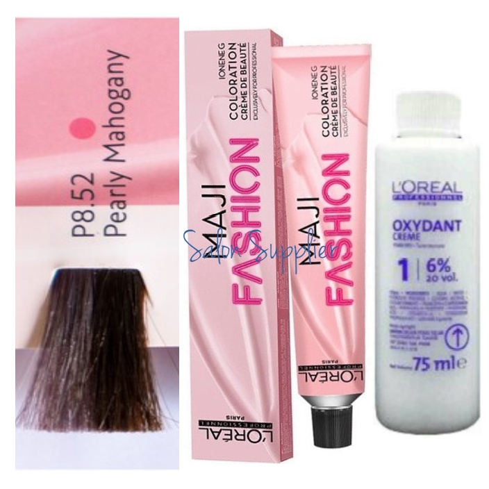 Loreal Majifashion Cat Rambut 8.52 Pearly Mahogany + Free Developer