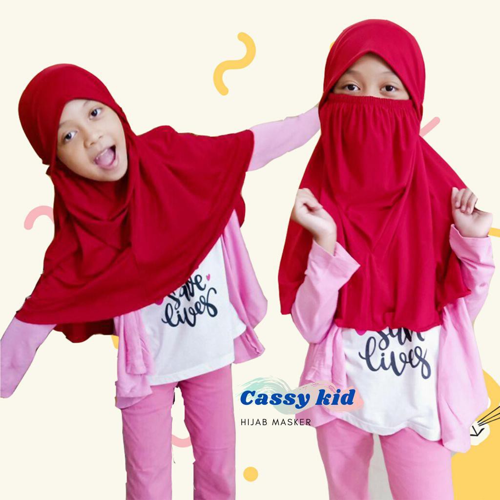 HIJAB INSTANT ANAK / KERUDUNG INSTANT UNTUK ANAK ANAK / HIJAB MASKER ANAK / JILBAB INSTAN ANAK CASSY 6-8 TAHUN