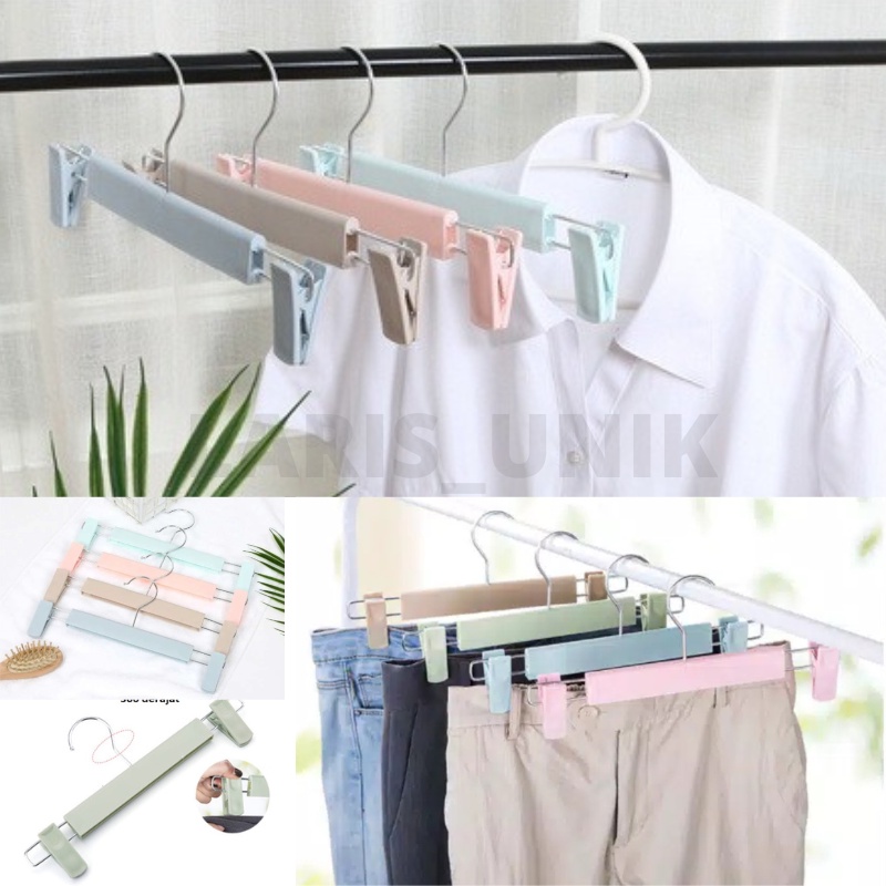 Hanger Stainles Jepit Besi - Gantungan Baju Palang Jepit Besi Setelan HANGER JEPIT BESI PLASTIK METAL CLIP DEWASA HANGER PLASTIK PALANG JEPIT  Jepitan Celana atau jepitan jilbab ukuran 25cm/Hanger jepit celana