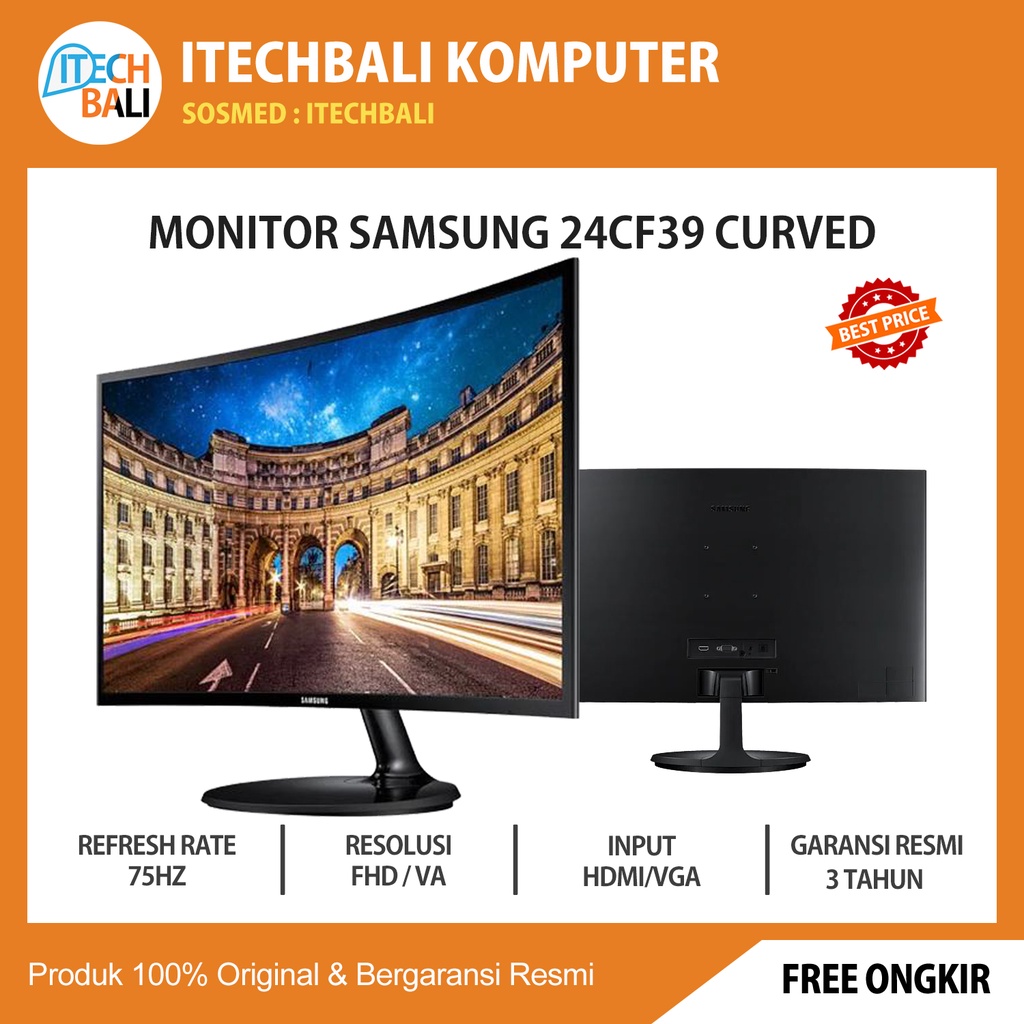 Monitor SAMSUNG S24C360 Curved Vga Hdmi  24 inch Monitor| ITECHBALI