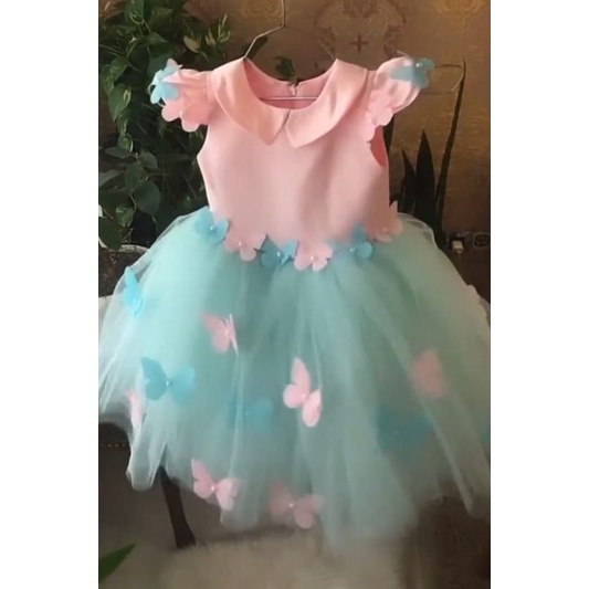 DRESS BUTTERFLY ANAK-ANAK-ANAK PEREMPUAN GAUN PESTA PINK DRESS KONDANGAN ANAK PEREMPUAN GAUN PESTA U