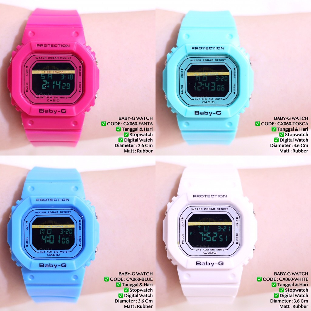 Jam tangan casio pria wanita DW5600 GSHOCK digital anti air ukuran LED 7 warna termurah CX050 CX060