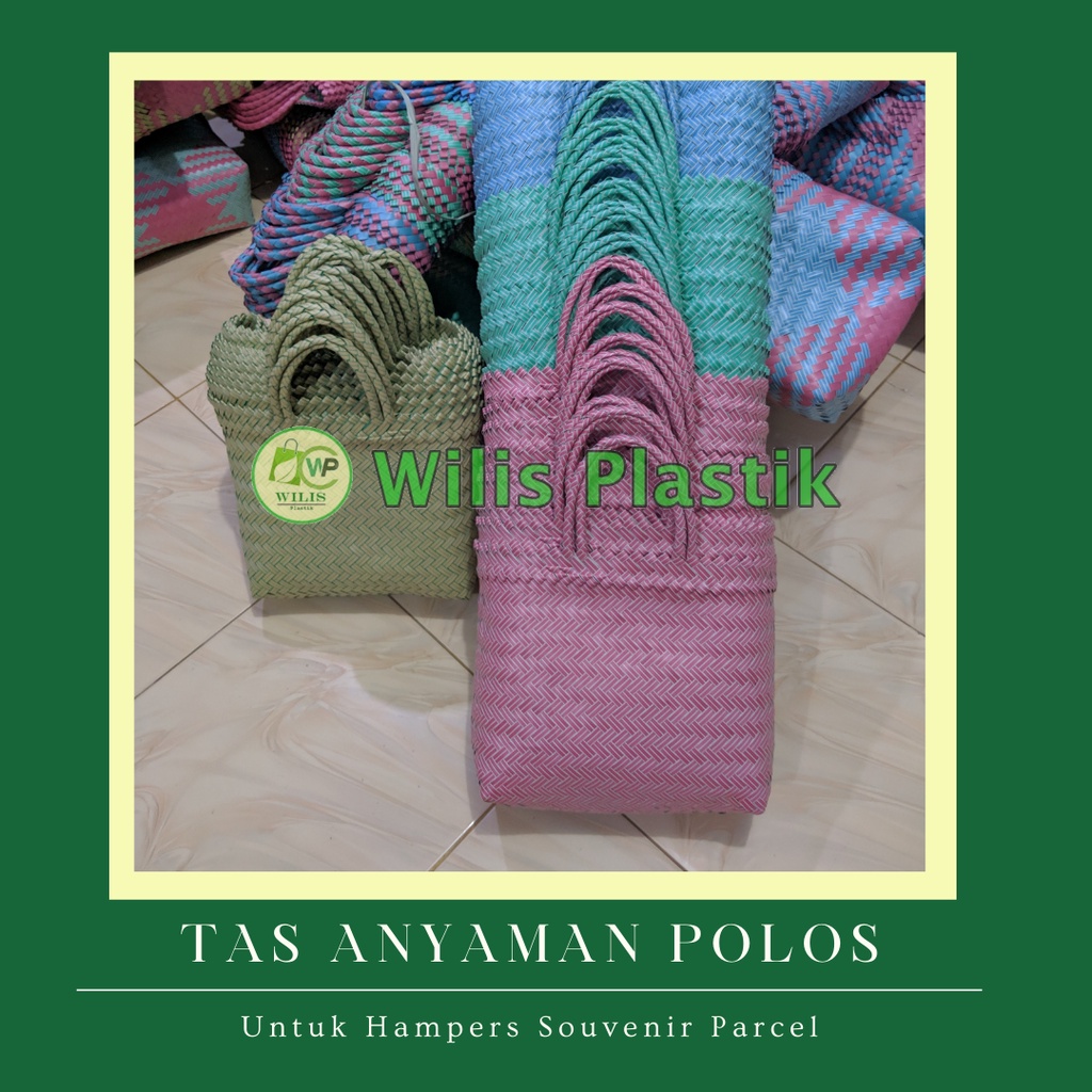 Tas Anyaman Plastik Polos Sedang (M) / Tas Bingkisan Hampers Parcel Souvenir