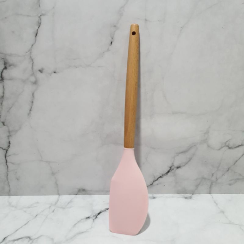 Silicone scraper spatula with wooden handle / spatula masak gagang kayu