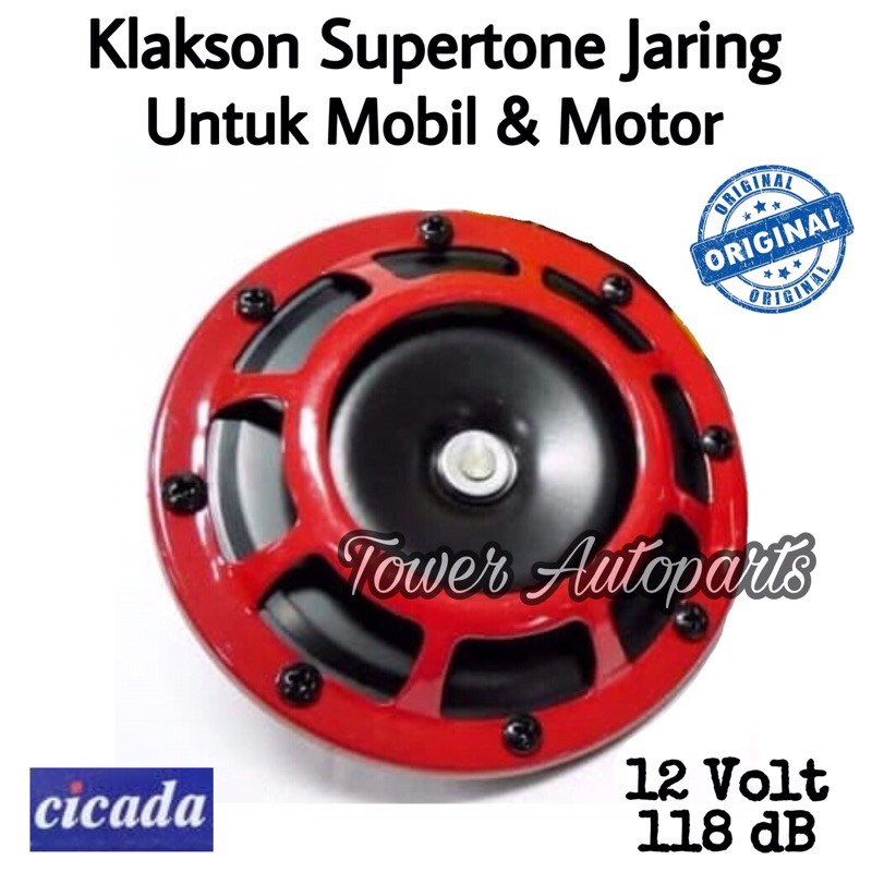 Klakson Mobil Motor 12 Volt &amp; Truk 24 Volt Model Disc Horn Supertone Jaring High Quality