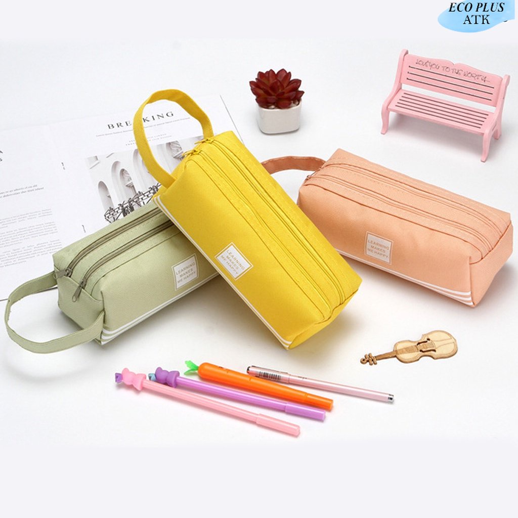 Pencil Bag Large Capacity Tempat Pensil Polos Perlengkapan Kantor Sekolah