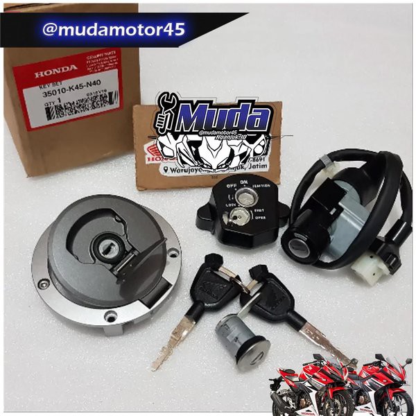 KEY SET CBR150R 2017 K45G 2019 K45N 2021 K45R 35010-K45-N40 KUNCI KONTAK SET TUTUP TANGKI FUEL TANK 