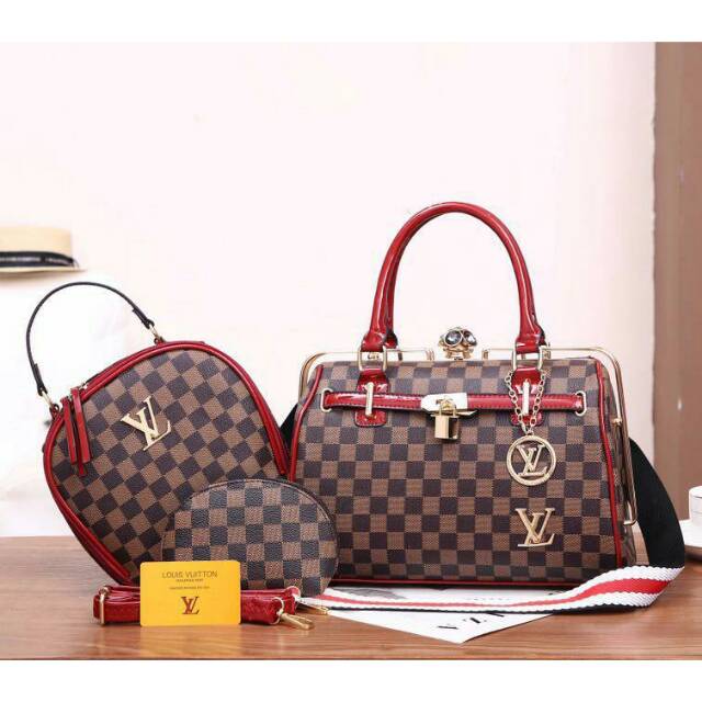 Tas Wanita LV Behel 8326# set 3in1
 (dapat 2 tali) Tas Import Tas Grosir Batam Tas Murah
