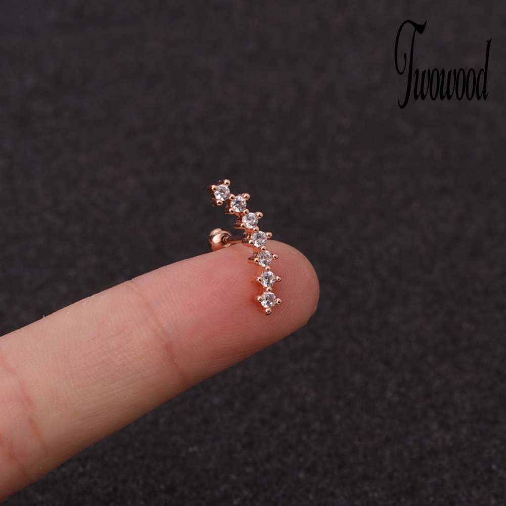 1 Pc Anting Stud Cubic Zirconia Bentuk Bintang Bulan Untuk Wanita