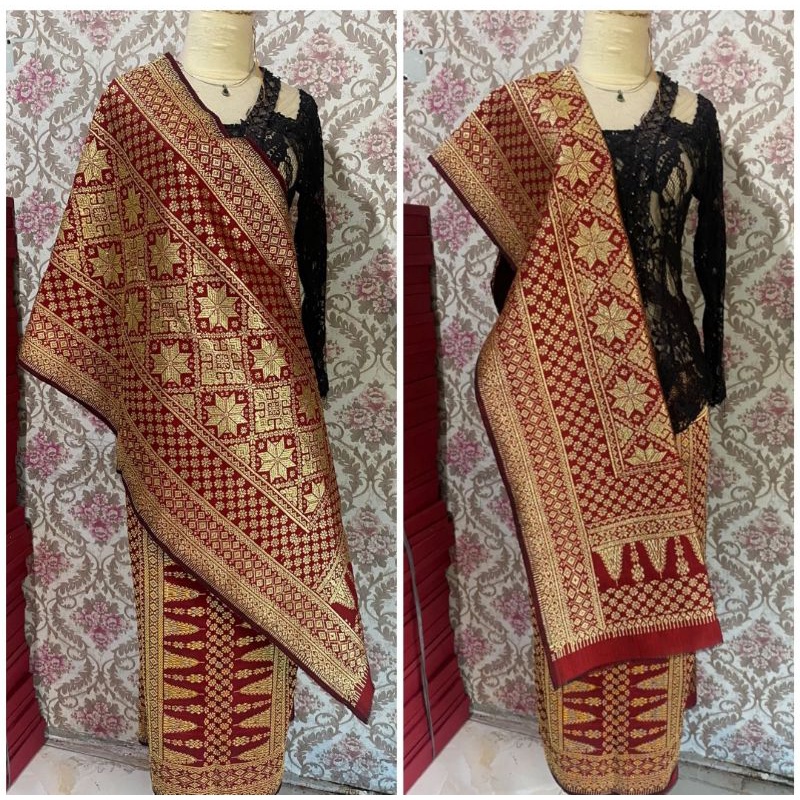 Songket Palembang Asli Gebeng Kristal Maron