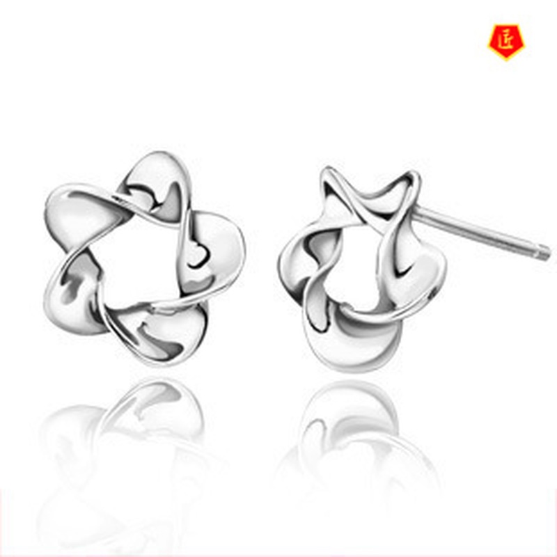 [Ready Stock]Luxury Retro 925 Silver Plum Blossom Hollow Ear Stud