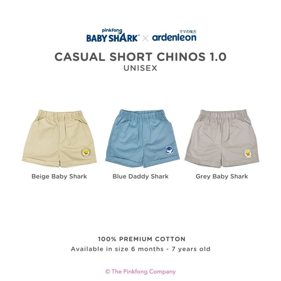 ARDENLEON x Pingfong Baby Shark Casual Short Chinos Celana Anak 1.0