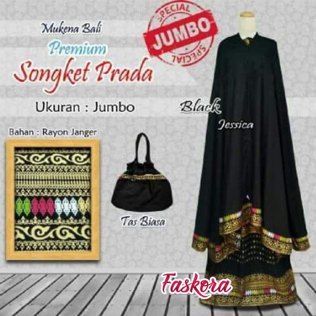 Mukena Songket Jumbo Dewasa Prade / Mukena Bali Songket Prada / Mukenah Jumbo Bali Polos Songket