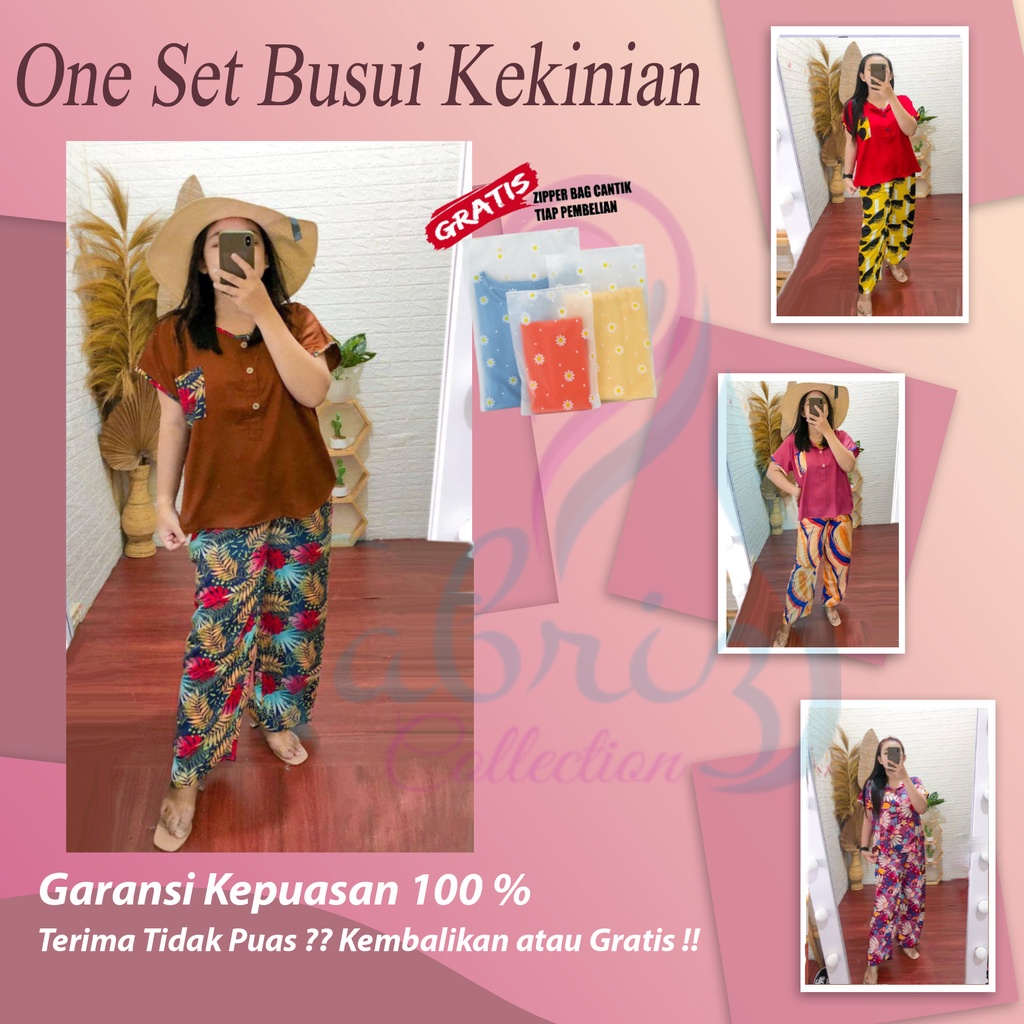 One Set Wanita Kekinian Daster Setelan Celana Panjang One Set Rayon Lengan Pendek Murah Jumbo