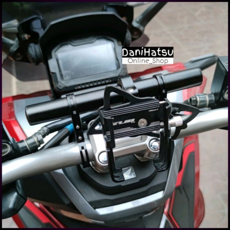HOLDER HP MOTOR MATIC DAN DUDUKAN BARANG BOTOL MINUM SCOOPY GENIO ADV PCX BEAT STREET CB150X BESI