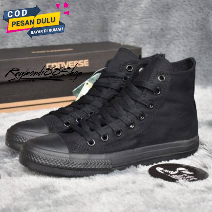 Sepatu sekolah hitam Wanita pria Formal Kerja Sepatu Sneakers kasual hitam full Sepatu sneaker sekol