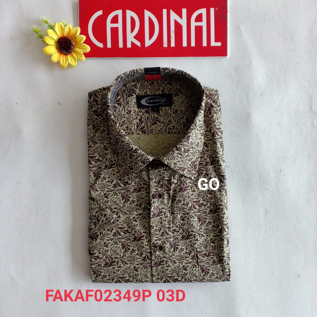 gof M-L CARDINAL KEMEJA BATIK FORMAL Pakaian Pria Atasan Kemeja Hem Slimfit Lengan Pendek KFP