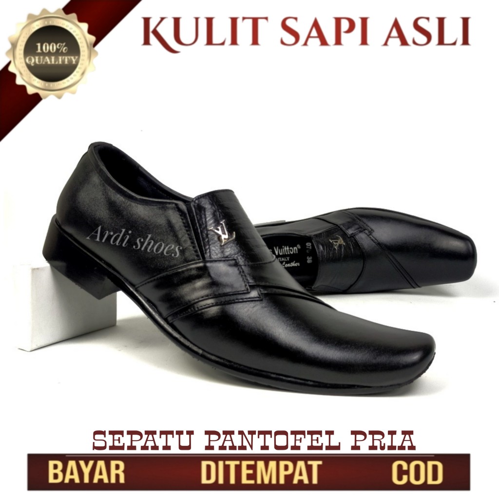 Sepatu Pantofel Kulit Asli Pria Sepatu Kerja Pentopel Kantoran Pentofel Formal Dinas Cowok  076 no