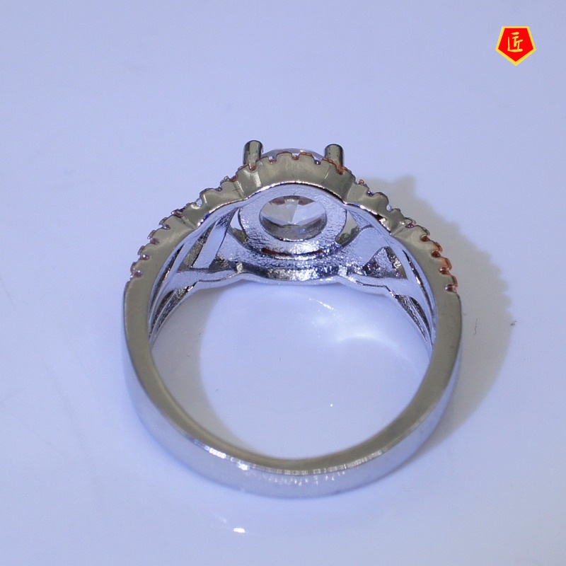 [Ready Stock]Fashion Personalized Diamond Color Separation Ring