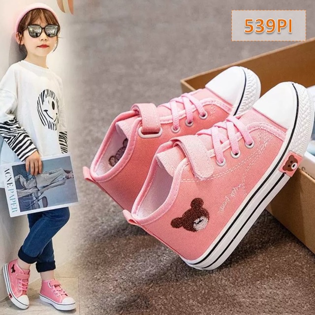 Sneakers Anak Cewek Cowok Whybear High Hitam Pink Putih (539)