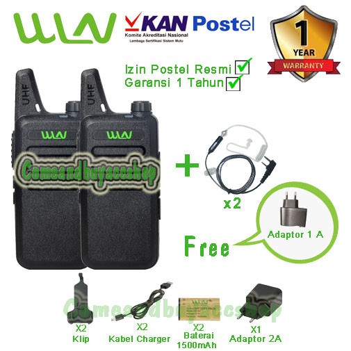 Paket FBI HT Two Way Radio KD-C1 Hitam(Isi 2pcs) Tanpa Charger Dekstop